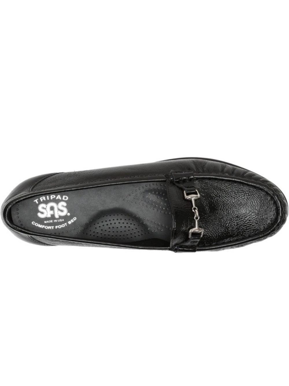 SAS Metro Black Patent Leather SlipOn Hoursebit Loafers SIZE 7.5 WW